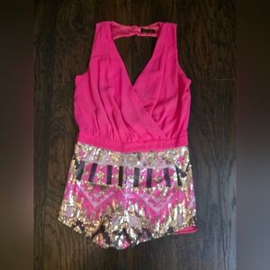 Pink and Gold Sequin Jumpsuit